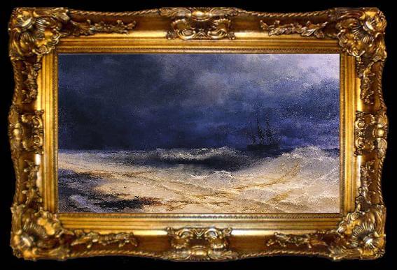 framed  Ivan Aivazovsky Ship in a Stormy Sea off the Coast, ta009-2